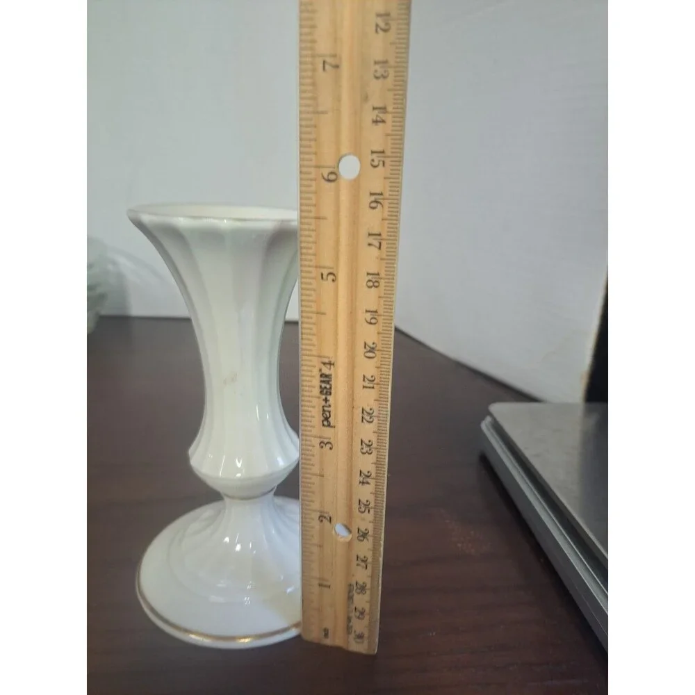 Vintage Lenox Classic Collection Bone China With Gold Trim Fluted Candlestick...